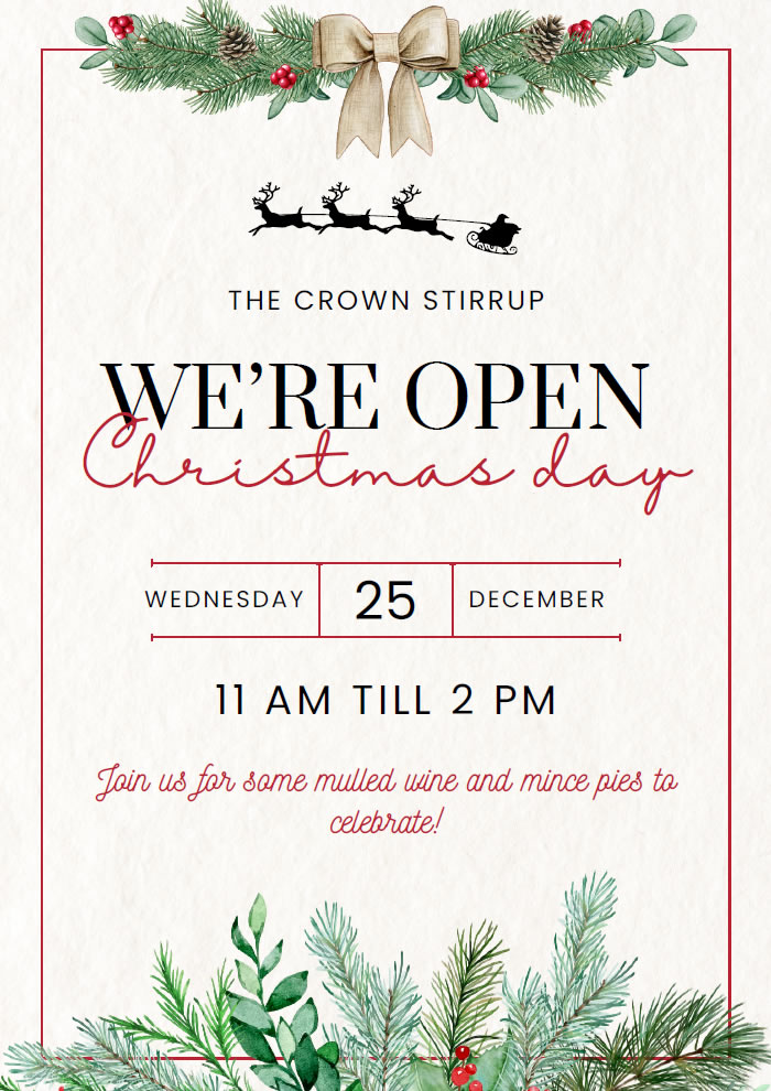 The Crown Stirrup - Open Xmas Day 11-2